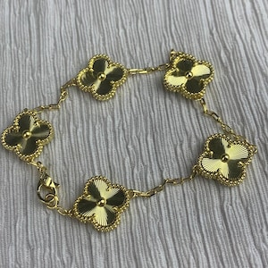 Van Cleef & Arpels 18k Gold Curb Chain Five Motif Bracelet