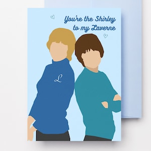 Laverne und Shirley druckbare Karte - Retro beste Freundin Karte, lustiges Geschenk zum Galentine's Day, klassische TV-Begrüßung, 5x7 digitaler Download