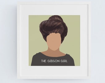 Gibson Girl 1900s Fashion Hairstyle Artwork | Salon Wall Decor