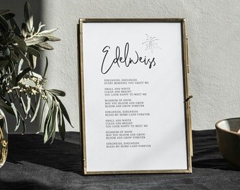 Edelweiss Lyrics From Sound of Music Gray DIGITAL DOWNLOAD - Etsy
