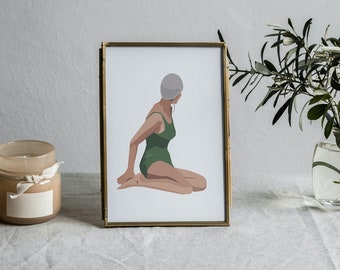 Vintage Swimmer art print, Retro Style art print, Beach House Decor