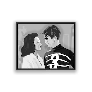 It&#39;s a Wonderful Life Printable | George Bailey and Mary Hatch | Christmas Movie Wall Art | Vintage Black & White Film Print