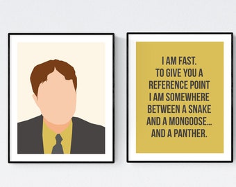 Dwight Portrait and Mongoose Quote Print Set