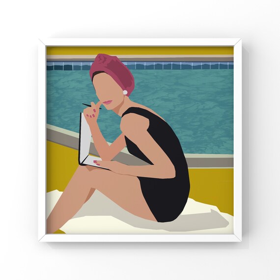 Vintage Female Swimmer Portrait | Etsy