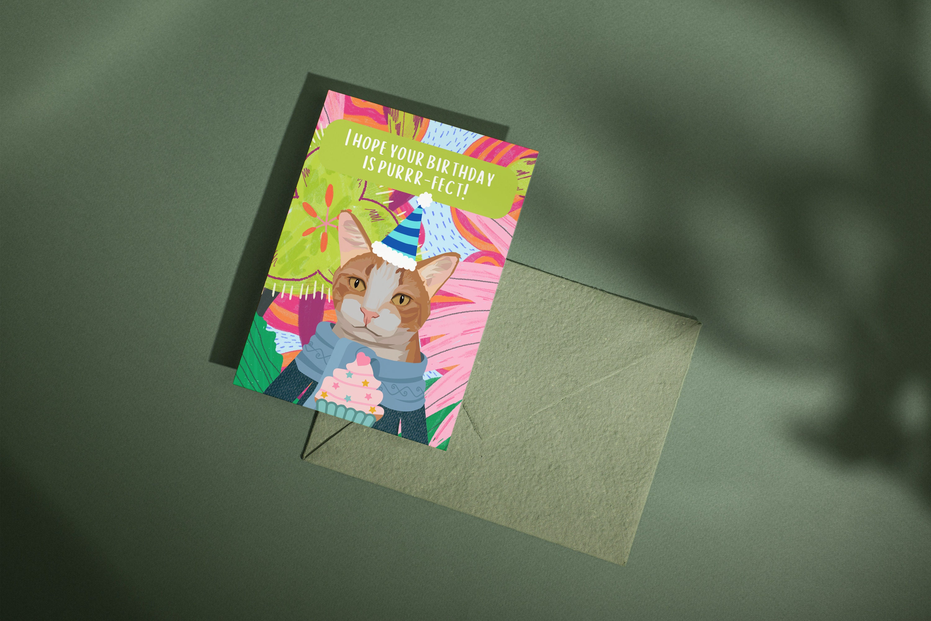 Cat Birthday Card – Funny Printable 5x7 – “purrfect Birthday” Digital ...