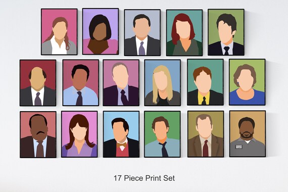The Office characters poster set minimal art prints | Etsy