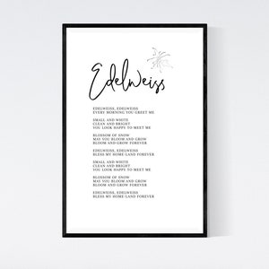 Sound of Music Printable Set, Edelweiss Lyrics, My Favorite Things - Etsy