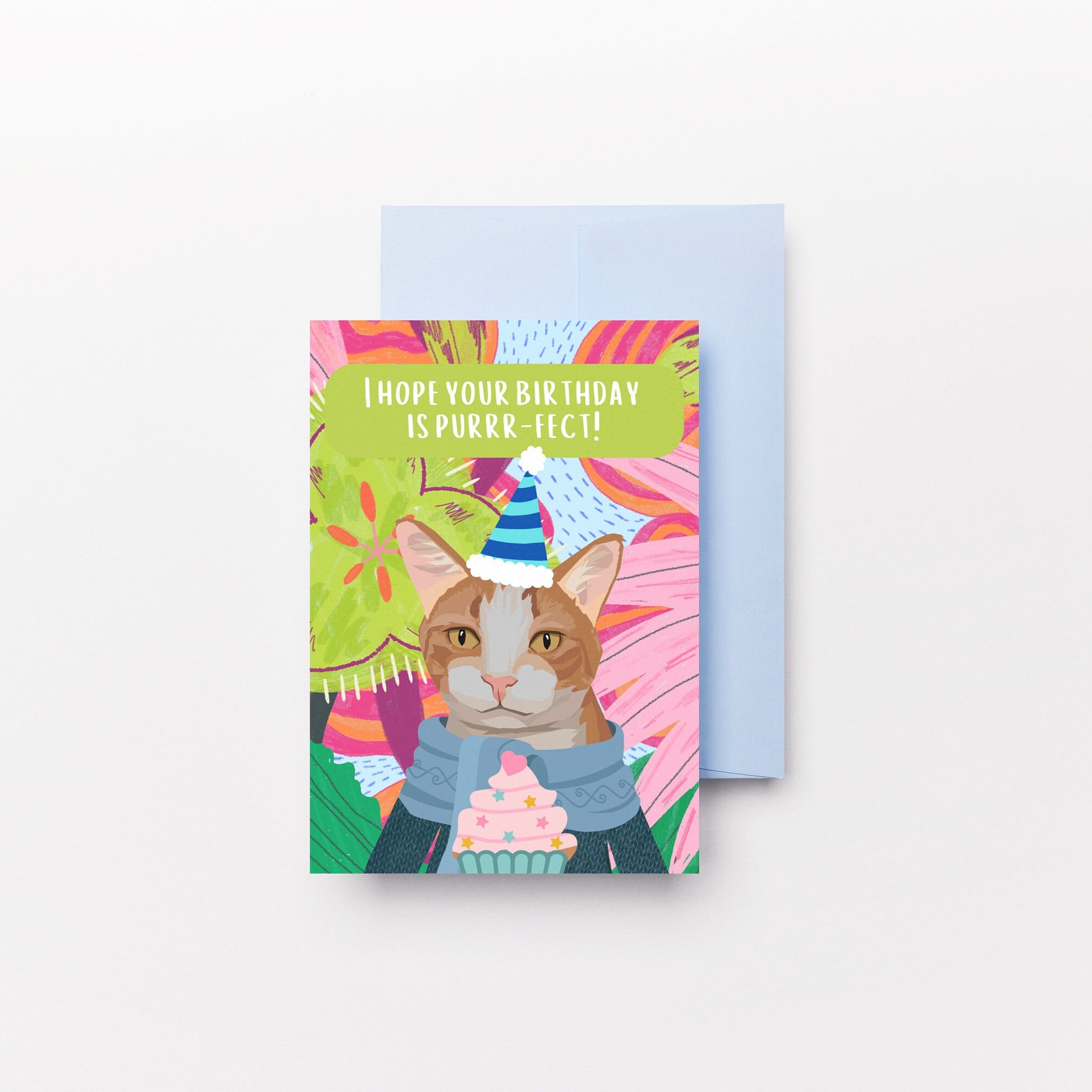 Cat Birthday Card – Funny Printable 5x7 – “purrfect Birthday” Digital ...