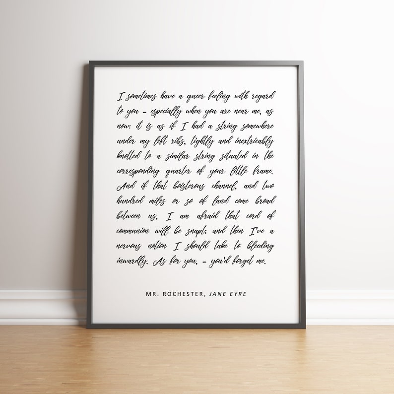 Jane Eyre Art Print Mr. Rochester Quote Charlotte Bronte Etsy