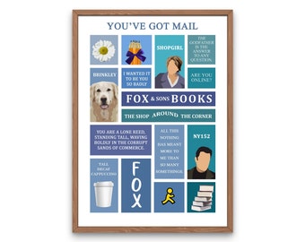 You've Got Mail poster, Nora Ephron movie, Kathleen Kelly and Joe Fox quotes printable