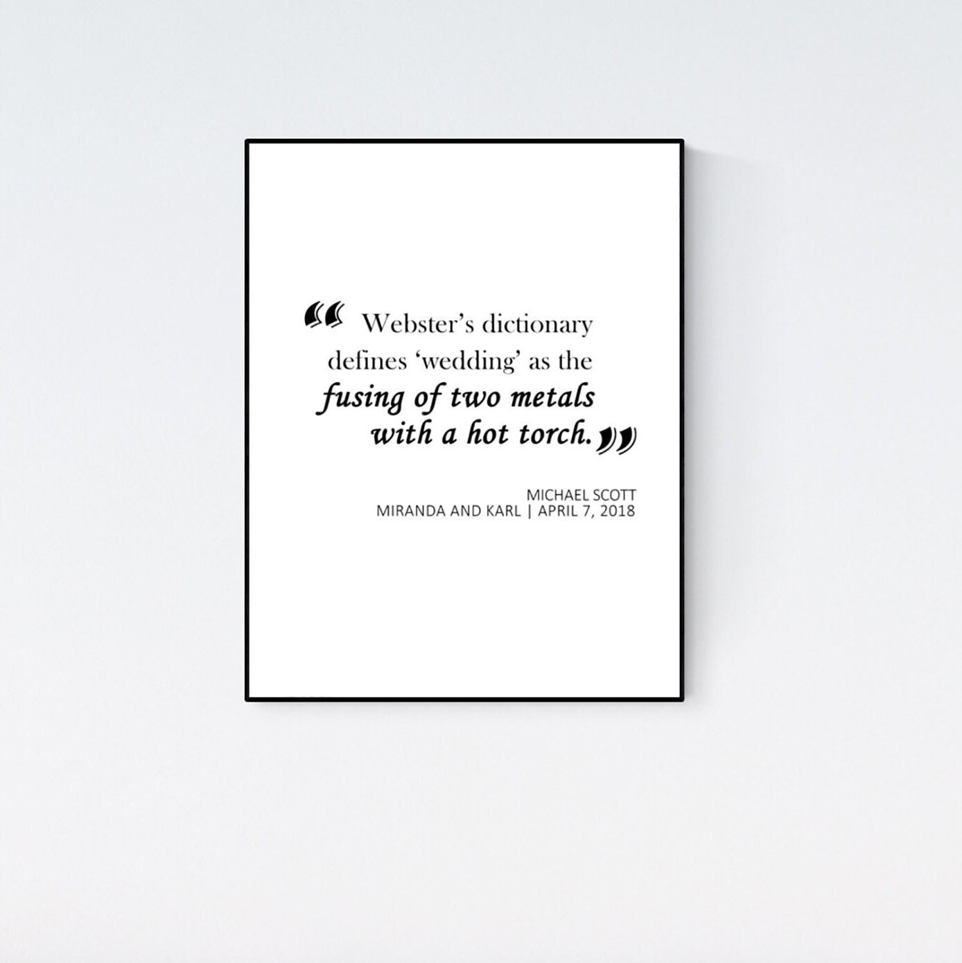 Michael Scott Marriage Quote Michael Scott Wedding Quote Art Poster Personalized Wedding | Etsy Sweden