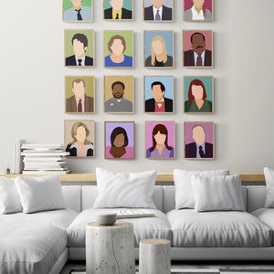 Il set di poster dei personaggi di Office, mescola e abbina ritratti minimali immagine 9