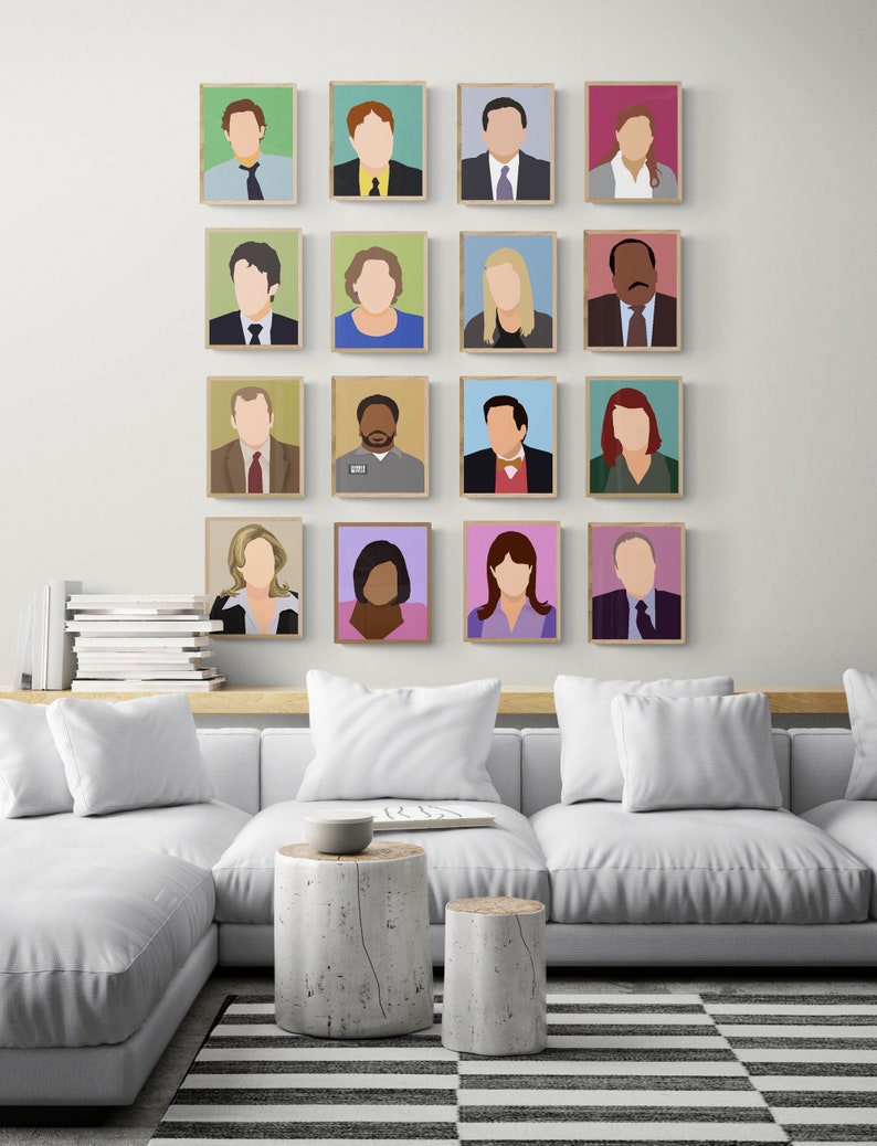Il set di poster dei personaggi di Office, mescola e abbina ritratti minimali immagine 9