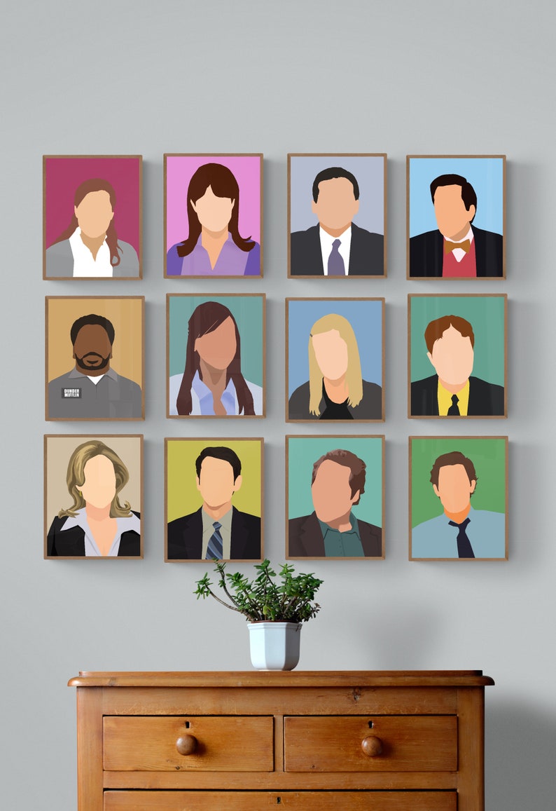 Il set di poster dei personaggi di Office, mescola e abbina ritratti minimali immagine 8