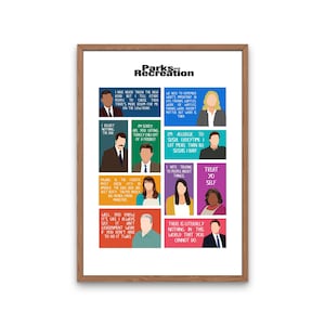 Parks and Recreation Characters Poster, Parks and Rec TV Quotes, Leslie Knope Gift