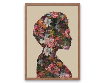 Floral Portrait Silhouette of Woman