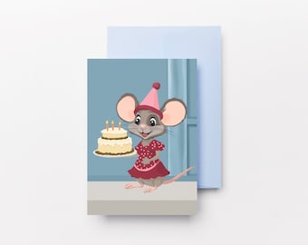 Mouse Birthday Card - Printable