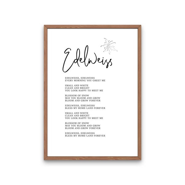 Edelweiss Lyrics, Sound of Music Poster