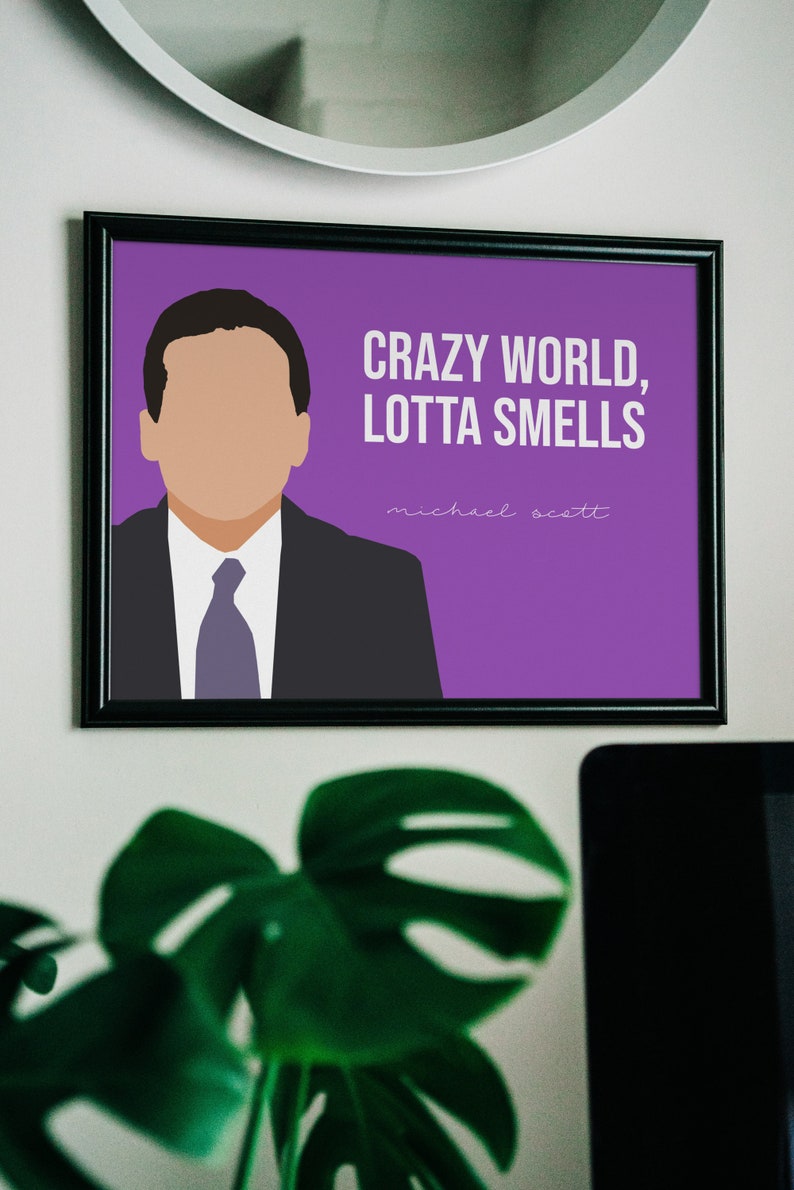 The Office TV Show, Michael Scott Quote, Crazy World Lotta Smells, The Office Bathroom Art Horizontal