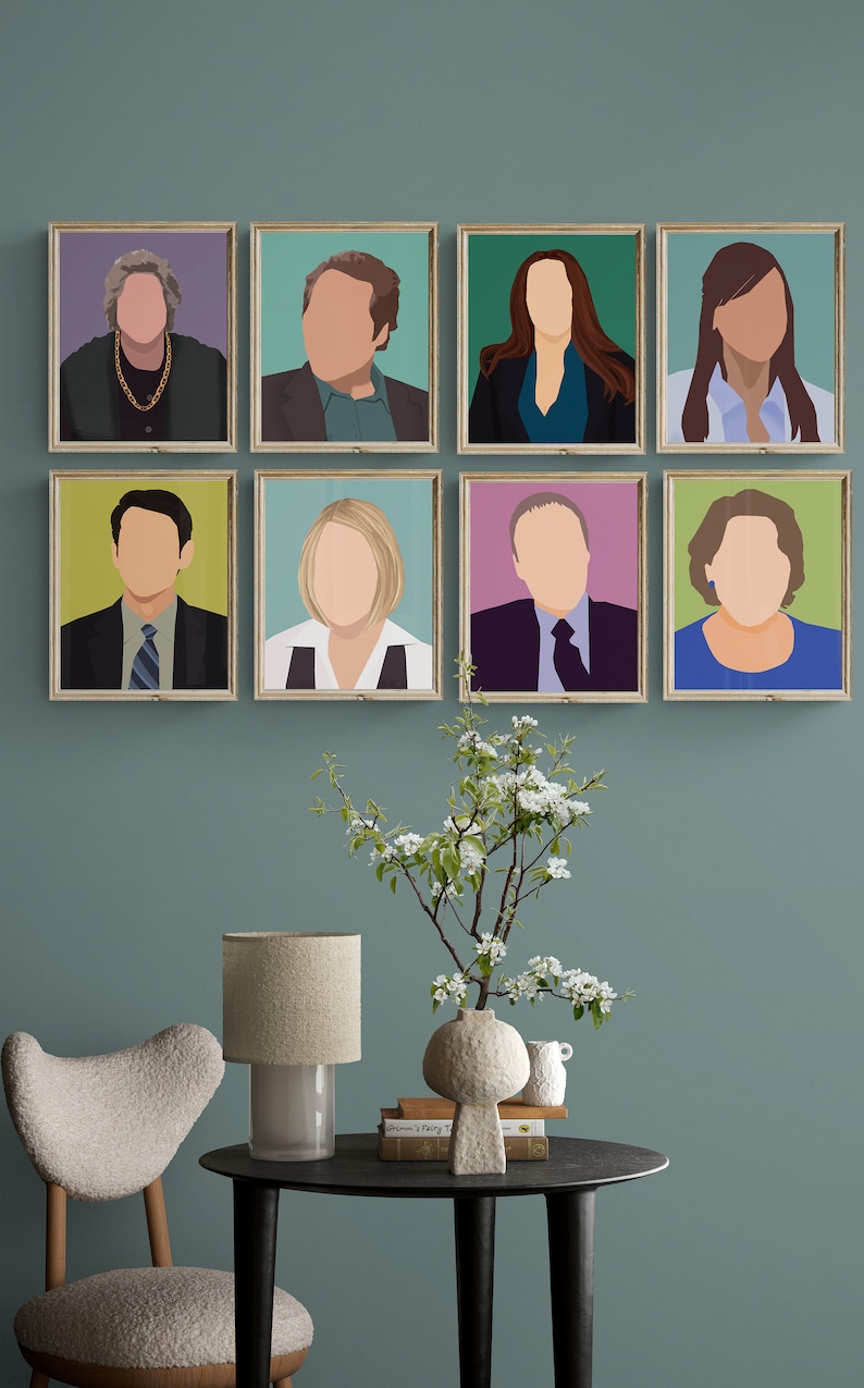 Il set di poster dei personaggi di Office, mescola e abbina ritratti minimali immagine 7