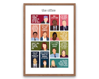 The Office TV show characters printable poster with quotes, the office gifts