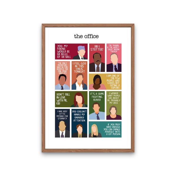 The Office TV show characters printable poster with quotes, the office gifts