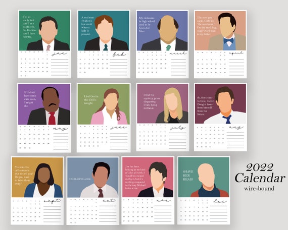 The Office Calendar 2022 2022 Calendar Of The Office Characters | Etsy Uk