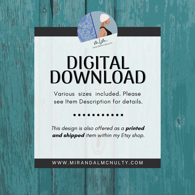 May include: A digital download graphic with the text "DIGITAL DOWNLOAD" in large, bold letters. The image includes the website address www.mirandmcnulty.com and a small illustration of a woman.