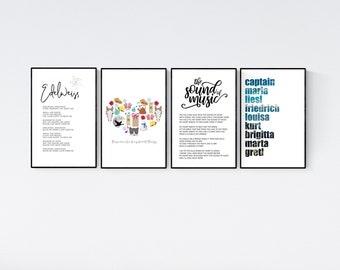 Sound of Music Printable Set, Edelweiss Lyrics, My Favorite Things