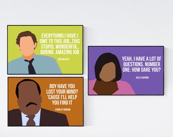The Office TV Show, Kelly Kapoor, Stanley Hudson, Jim Halpert Set stampabile