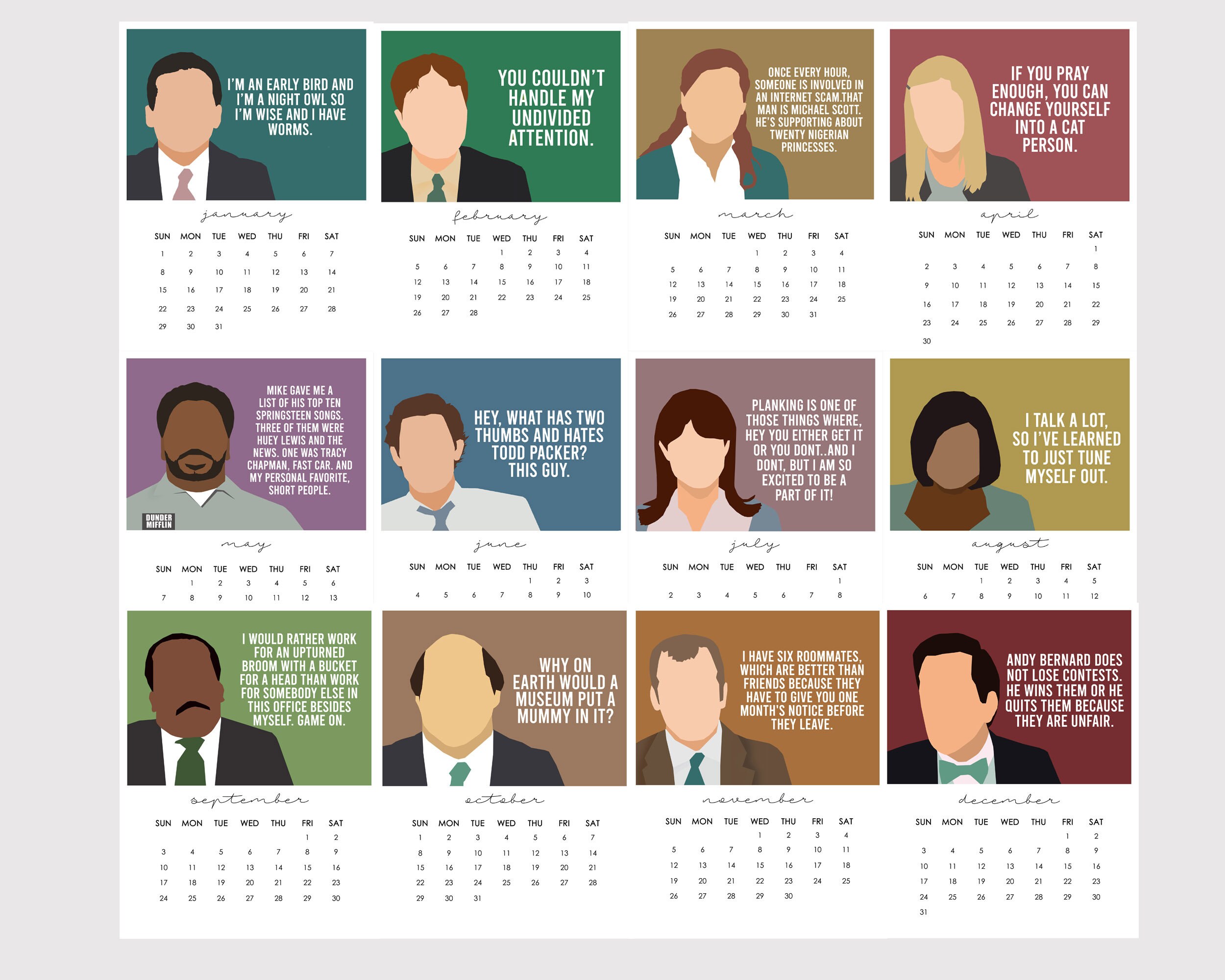 2023 Calendar of the Office Characters - Etsy