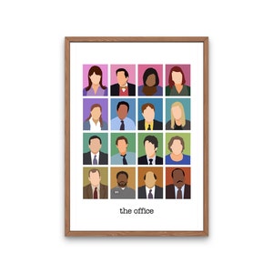 The Office tv show characters poster, the office gifts, minimal cast
