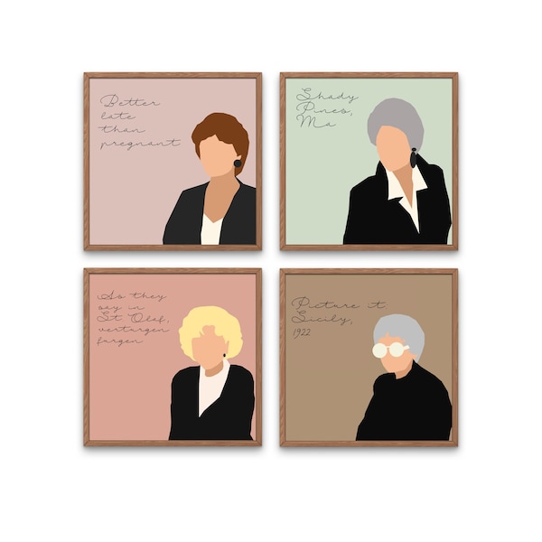 Golden Girls art posters, Dorothy Zbornak, Rose Nyland, Sophia Petrillo, Blanche Devereaux Art Prints