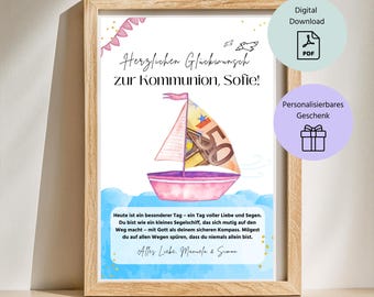 Personalized money gift for a girl's First Communion | Personalized First Communion gift | First Communion gift idea with money