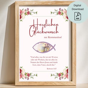 Communion money gift for girls | Communion gift | Digital download | Communion gift idea with money | DIY PDF to print
