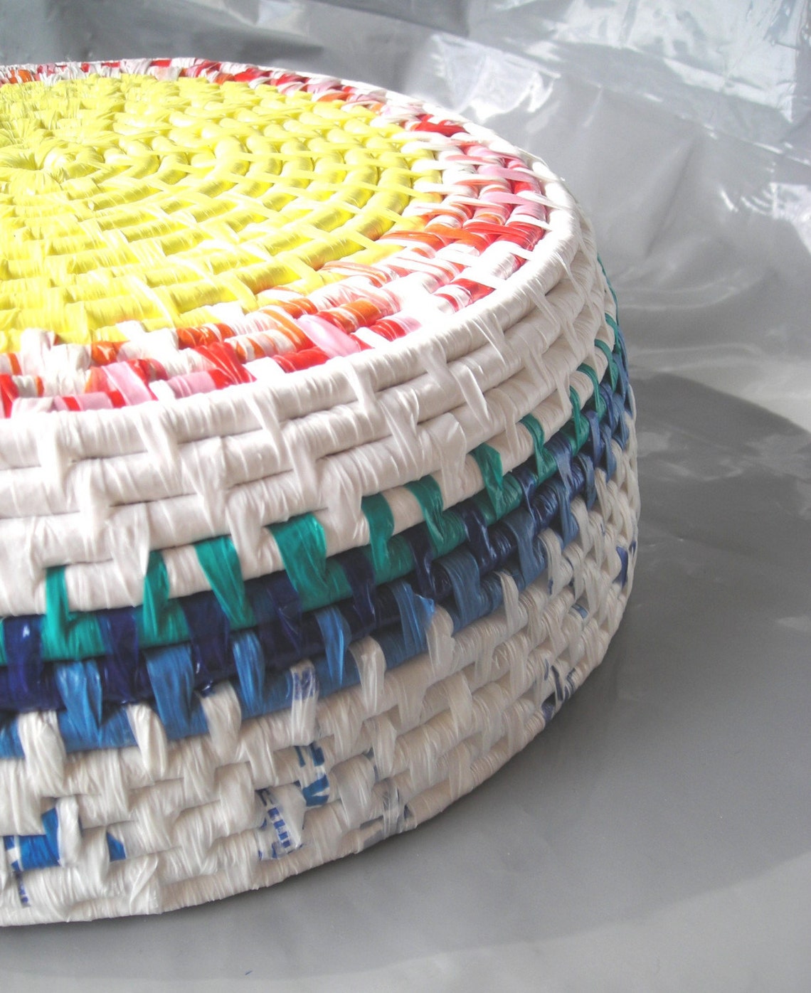 Recycled plastic bag basket sun and rain Etsy