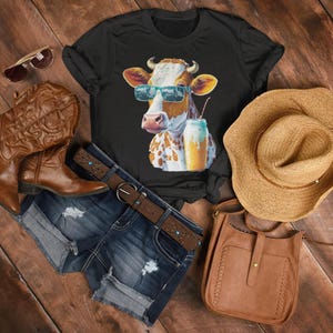 T-shirt unisexe vache drôle, t-shirt amoureux des animaux, haut graphique dessin animé mignon, chemise animaux de la ferme, cadeau pour agriculteurs
