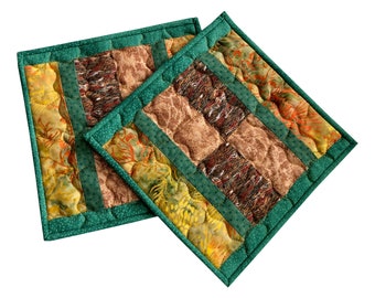 Quilted Pot Holder Set, Handmade Quilted Pot Holders, Hot Pads, Trivets, Mug Rugs, Candle Mats, Handmade Gift (Set of 2)