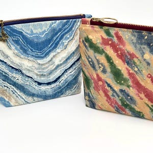 Cosmetic Bag, Modern Lined Zipper Pouch, Handmade
