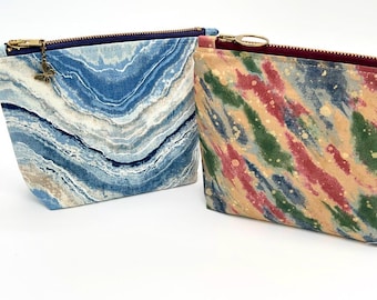Cosmetic Bag, Modern Lined Zipper Pouch, Handmade