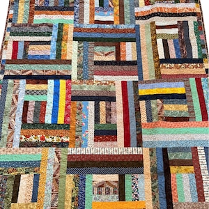 Handgemachte Patchwork Decke, Twin Size Quilts zum Verkauf, Sofadecke, Scrappy, Versandfertig - 220 cm x 230 cm