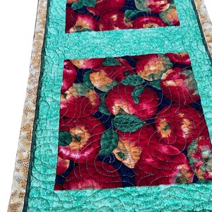 Apple Quilted Table Runner, Handmade, Patchwork Runner, Modern Table Runner, Centerpiece Mat, Quilted Table Mat 9 wide x 23-3/4 long image 5