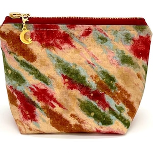 Lined Zipper Pouch, Modern Cosmetic Bag, Fabric Zip Bags, Handmade