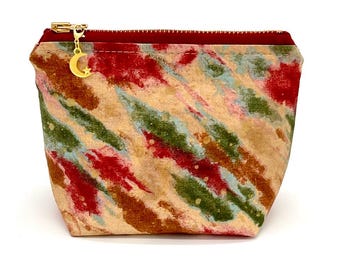 Lined Zipper Pouch, Modern Cosmetic Bag, Fabric Zip Bags, Handmade