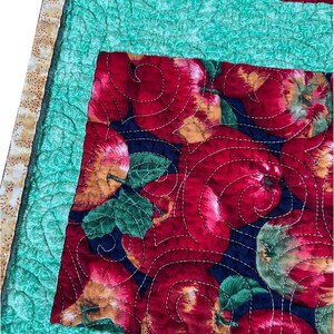 Apple Quilted Table Runner, Handmade, Patchwork Runner, Modern Table Runner, Centerpiece Mat, Quilted Table Mat 9 wide x 23-3/4 long image 7