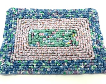 Fabric Hot Pad, Handmade Locker Hook Trivet, 8-1/4” x 12-1/4”
