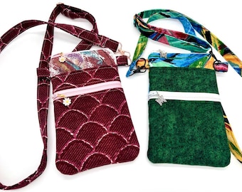 Handmade Cell Phone Crossbody Bag with Adjustable Strap