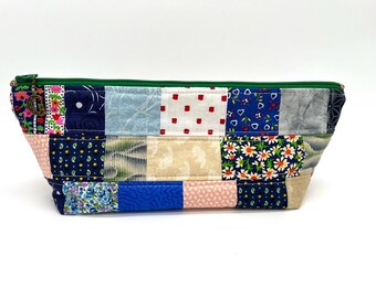 Handmade Quilted Zipper Pouch - Patchwork Design