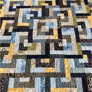 Einzigartige handgefertigte gesteppte Scrappy-Lap-Quilt, Sofa-Überwurf, 61 &quot;x 62&quot; - sofort lieferbar