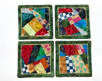 Batik Quilted Coasters Set, Handmade Fabric Trivets - Available in Sets of 2 and 4